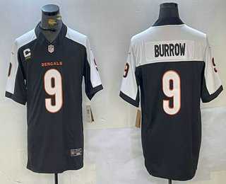 Mens Cincinnati Bengals #9 Joe Burrow Black Thanksgiving FUSE Vapor Limited Stitched Jersey